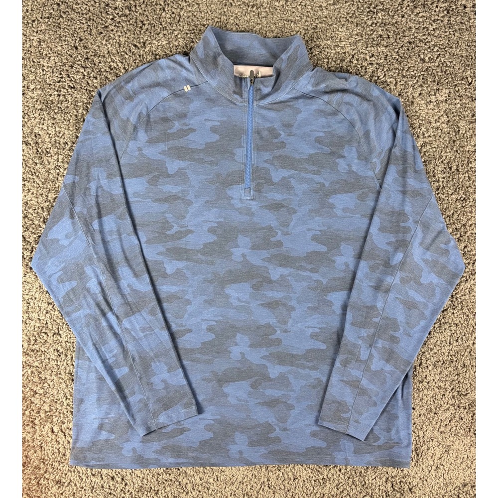 johnnie-O Performance Mens XXL Blue Camo Quarter Zip Pullover Golf Shirt
